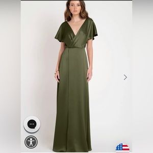 Jenny Yoo bridesmaid dress Raya in olive green size 12.